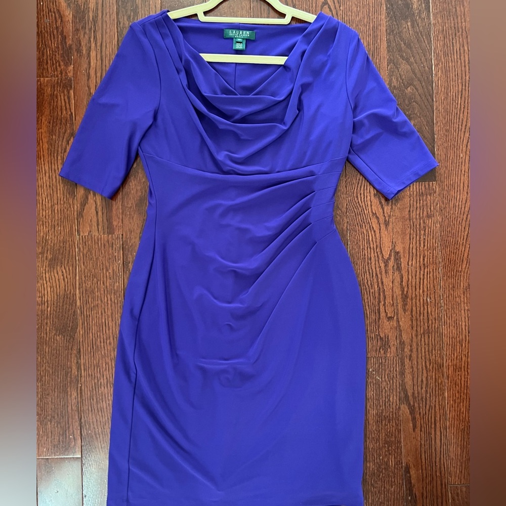 Ralph Lauren Dresses Ralph Lauren Purple Ruched Stretch Midi Dress.